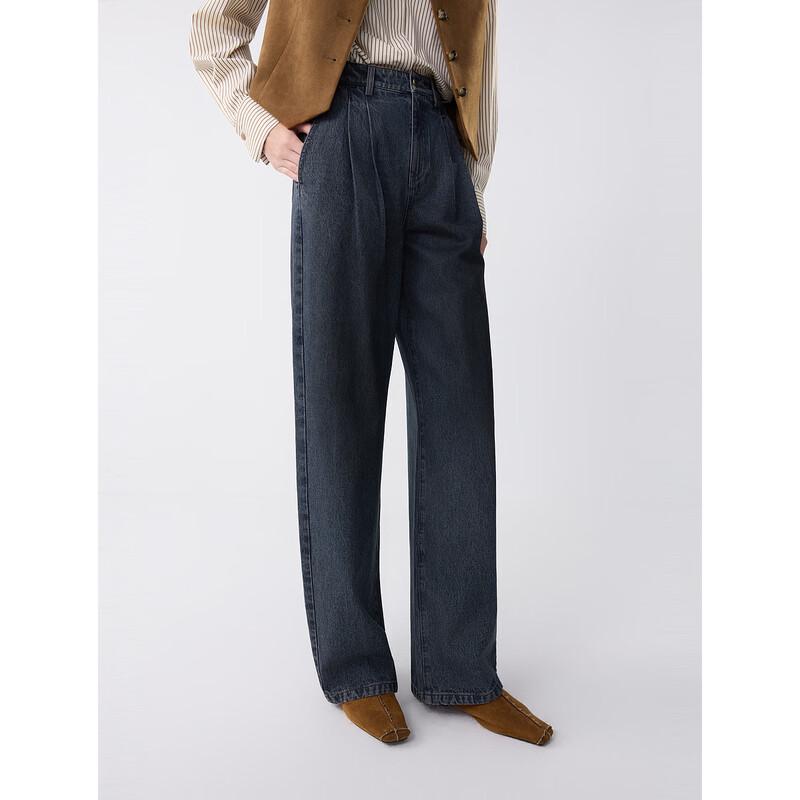 ELLE Women s French Style Washed Denim Wide-Leg Pants XL