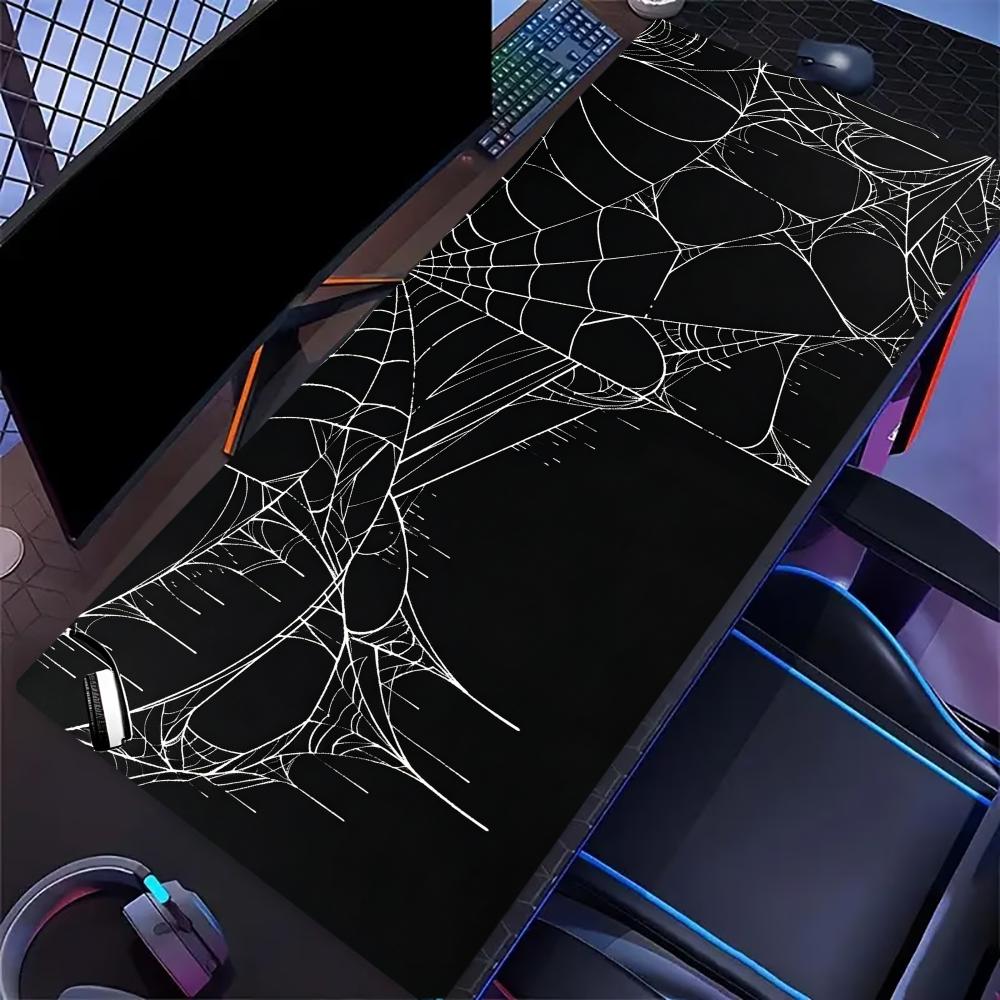 Large Desk Mat Gothic Spider Web Gaming Mouse Pad Non Slip Rubber Lock Edge Keyboard Mousepad Computer Laptop Office Decor