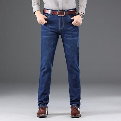 Heren Jeans Business Regular Straight Full Length Jean Casual Denim Broek Elasticiteit Stretch Stof Broek LY1835