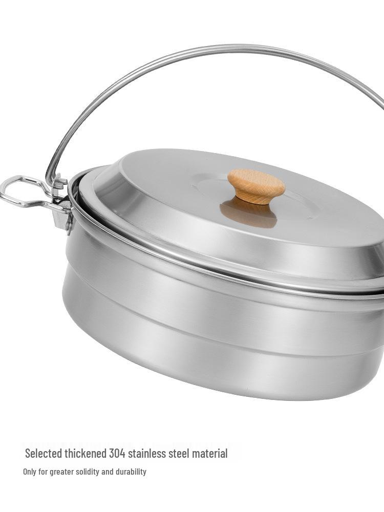 CLS 4.3L Stainless Steel Outdoor Steamer Pot - Portable for Rice, Noodles, Soup Cooking, with Steaming Basket