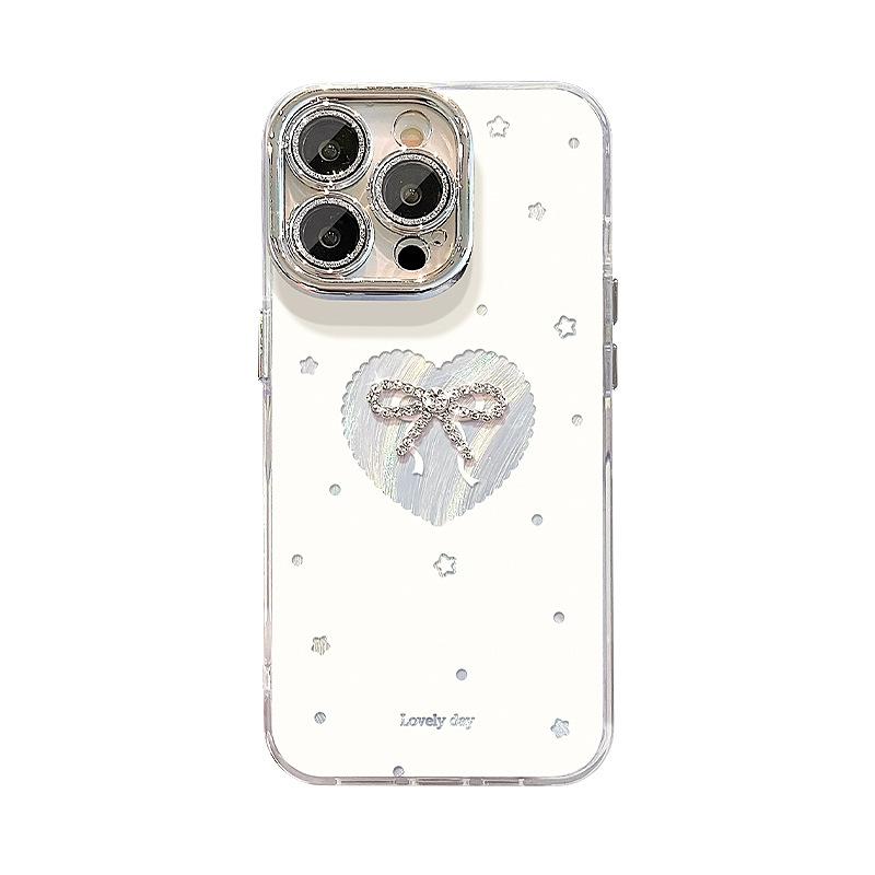 Love bow chain is suitable for Apple 17 feather yarn mobile phone case iphone15promax new 16 high value.
