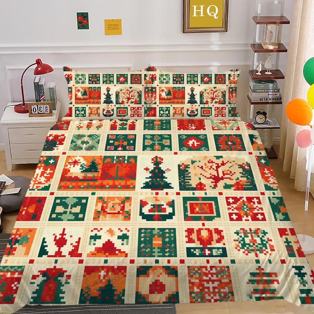 Christmas Printing 3D Printing Polyester Pillowcase Quilt Cover Two Or Three-Piece Set
