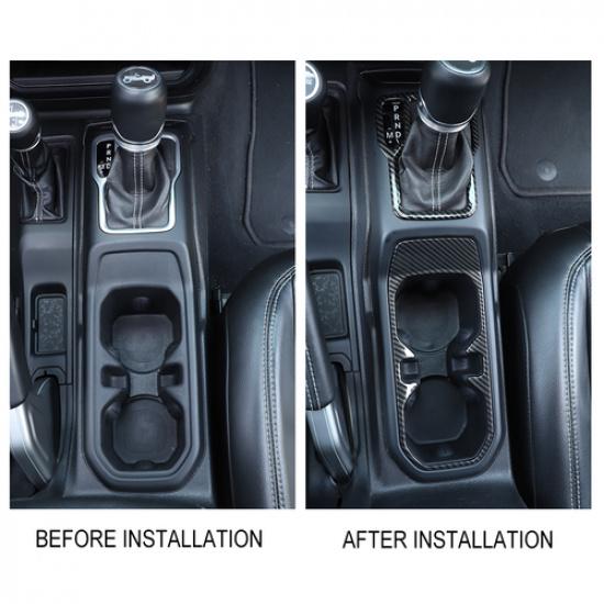 Gear Shift Water Cup Holder Cover Trim For Jeep Wrangler JL 2018+ Carbon Fiber