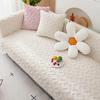 Leaf Patterned Plush Sofa Cushion Pillowcase Solid Color Anti Slip Winter Sofa Towel Wave Edged Diamond Patterned Sofa Cover