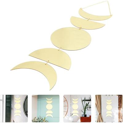 Boho nástěnný závěs Moon Mirror Nástěnná dekorace Akrylová Moon Phase Zrcadlová nástěnná umělecká dekorace do ložnice Obývací pokoj Estetický domov Bohemian Decor