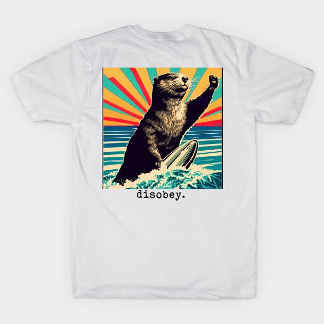 

Men Black Print T-shirt Disobey - 841 Otter No-Cut Transfer Paper Print Cotton Tshirt 4XL білий
