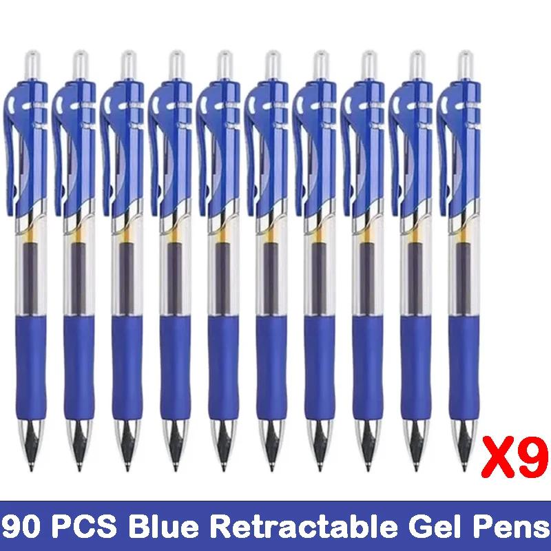 10/100 PCS Roise Retractable Gel Pens Set Black/Red/Blue Ink Ballpoint for Writing Refills Office School Supplies Stationery