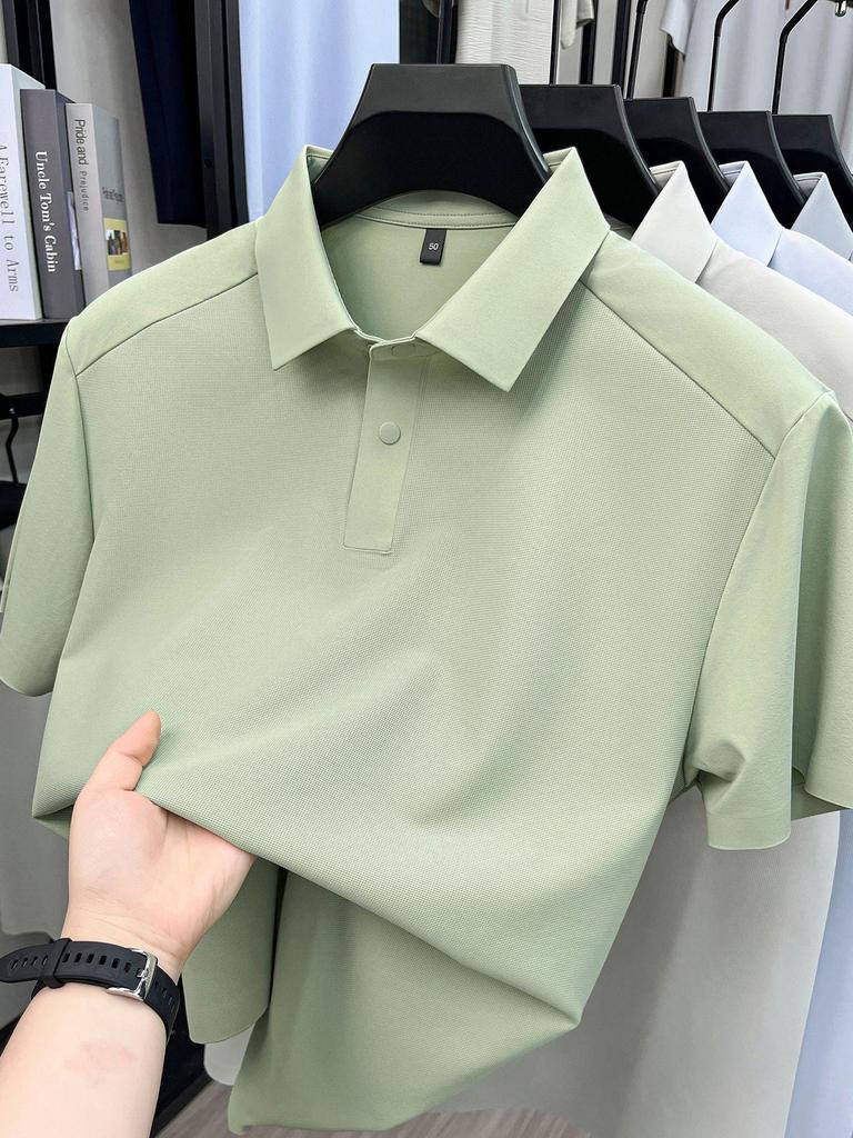 2026 Herren Sommer Kurzarm Kühl Sonnenschutz Poloshirt - Lässig und Vielseitig Einfarbige für Pendler mittleren Alters