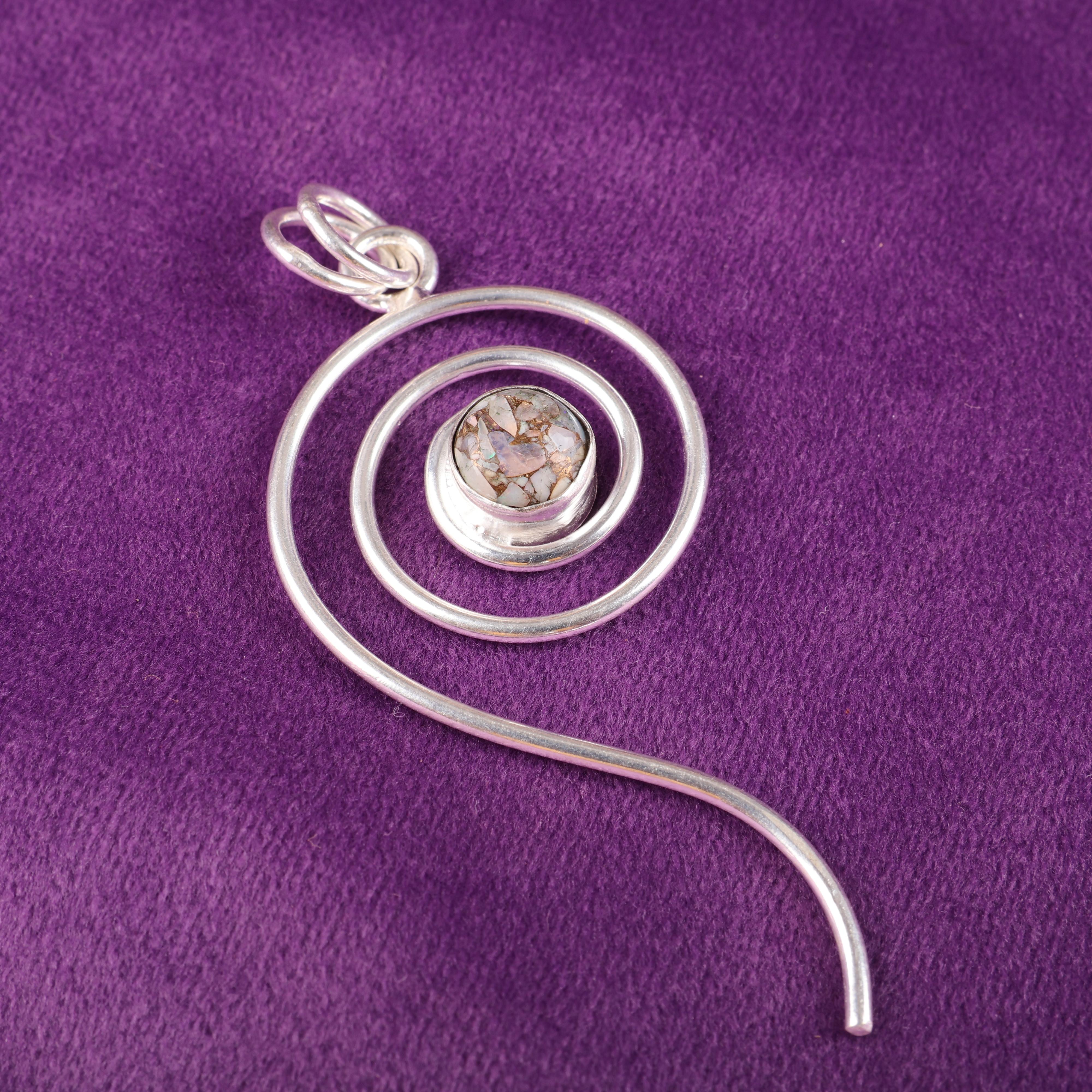 

Ethiopian Copper Turquoise Pendant Gemstone Jewelry, 925 Solid Sterling Silver Pendant, Gift For Women Handmade Pendant 2.57 inches розовый