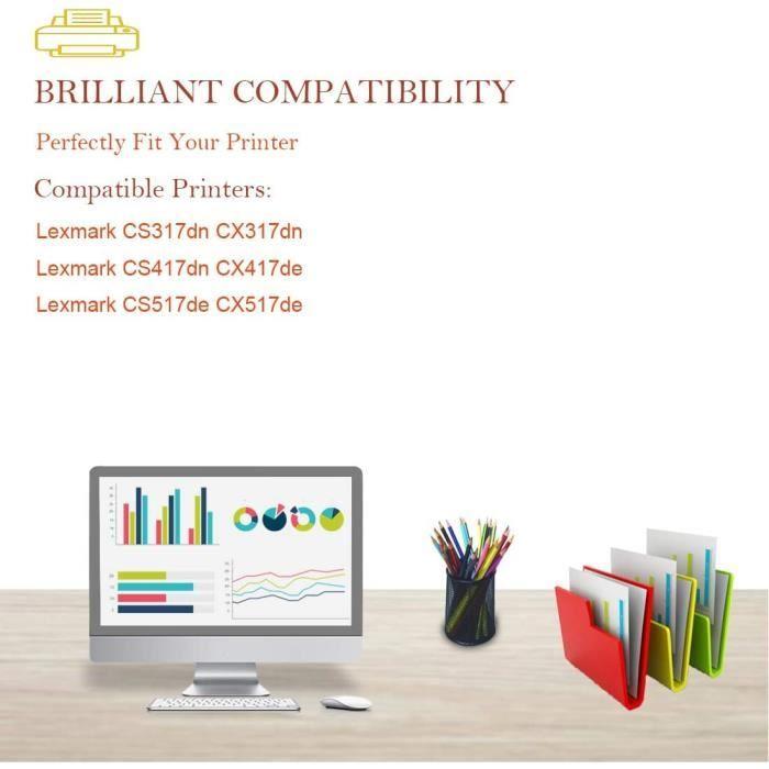 Cartouche de Toner - ASEKER - Compatible Lexmark CS317/CX317/CS417 - Pack de 4 - Rendement élevé