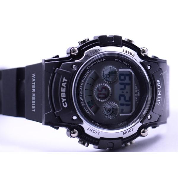 J-AXIS Men's SCY07-BK (CYBEAT Digital Black Sun Flame) Round Watch