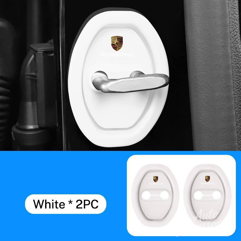 7x9cm Silikon Araba Kapı Kilidi Kapağı Tokası Paslanmaz Koruma Etiketi Porsche Cayenne Panamera Macan 911 Boxster Cayman 918 İçin