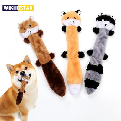 1 Pc Large Dog Toy Bite-Resistant Sound Plush Toy Squirrel, Raccoon, Fox Cartoon Pet Toy Squeaky Dog Toy For Small Medium Dog