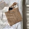 Square Hollow Straw Beach Bag Handmade Woven Shoulder Bag  Rattan Shopping Travel Bag Bohemian Summer Vacation Casual Tote