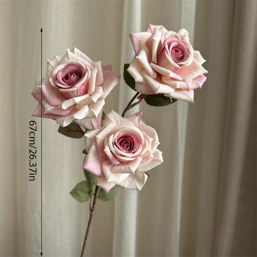 6 Pcs Artificial Flower Mocha Rose Realistic Stem Fake Silk Rose 67cm Bouquet for DIY Wedding Home Decor Centerpiece Hotel Valentine'S Mother'S Day