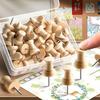 50Pcs Wooden Push Pins Cork Drawing Pins Wood Thumb Map Tacks for Cork Boards and Home Office Craft Projects