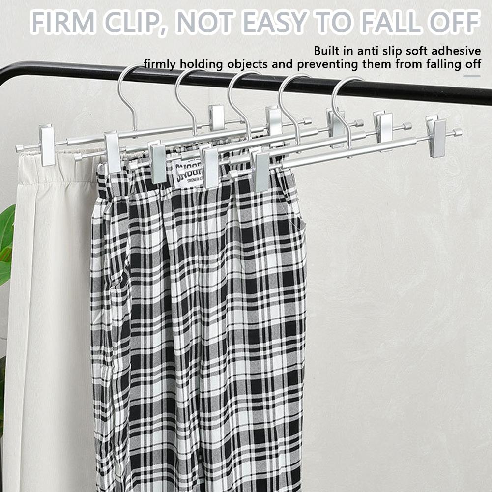 5/10 szt. Aluminiowe wieszaki na spodnie, Stojaki na spodnie z dwoma regulowanymi antypoślizgowymi klipsami, Obrotowy haczyk, Stojak na ubrania do przechowywania w szafie