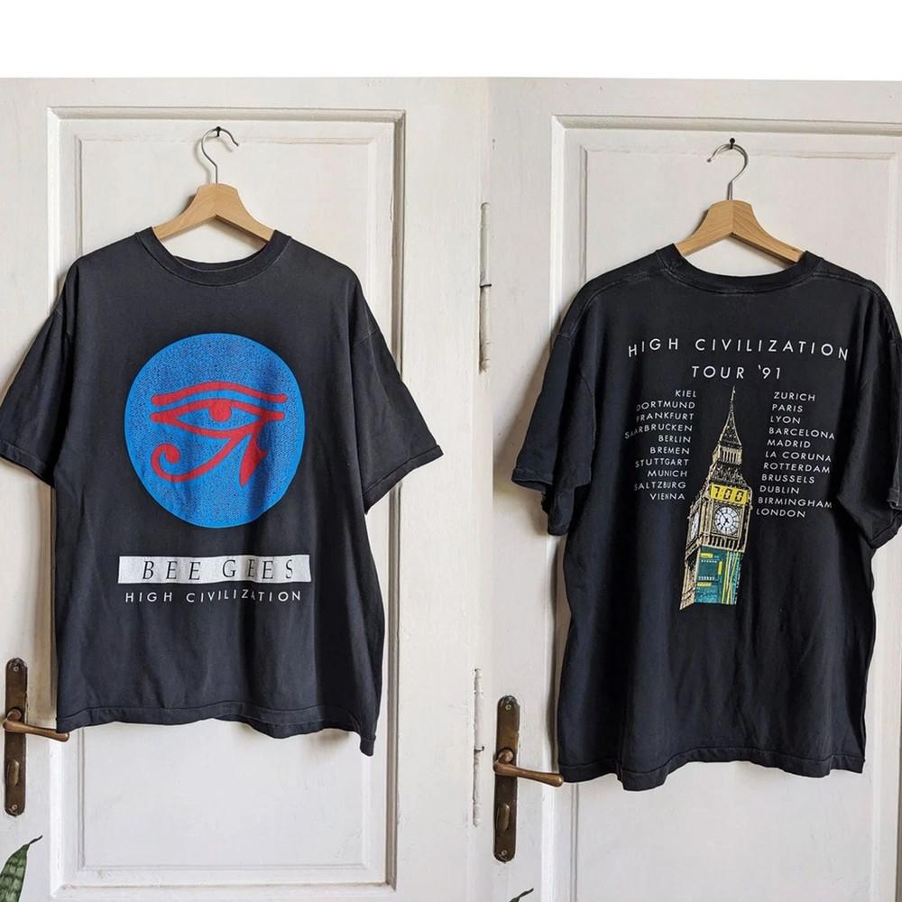 

HOTBee Gees Band Civilization Tour Double Sided T Shirt Full Size S3XL Unisex T-Shirt XXL
