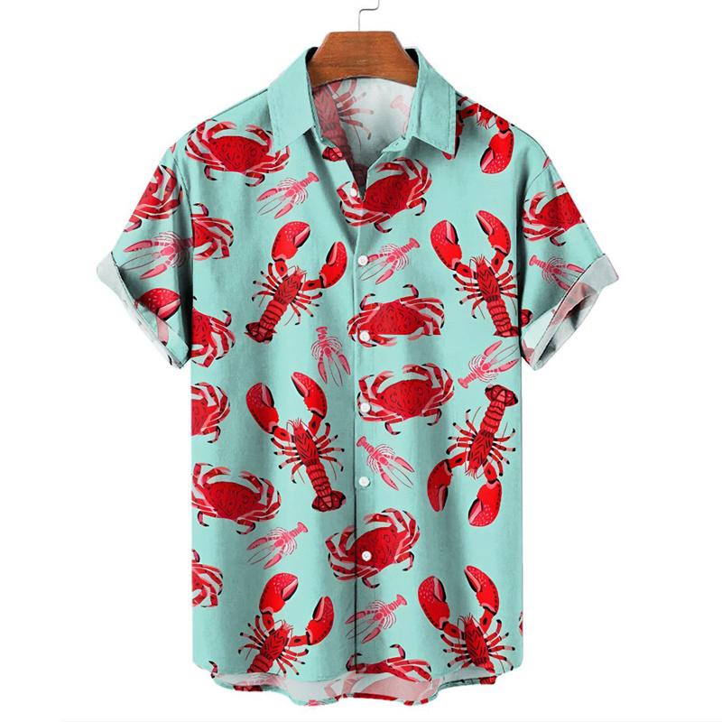 Hawaii Digital Printed Shirt, Fashionable Short Sleeved Plus Size Shirt, Summer Vacation Beach Wear, Casual Pattern Men's Top
