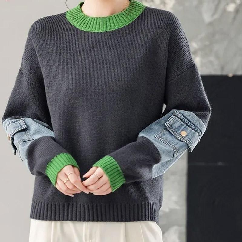 Sweater for Women Autumn Winter Thickened Pullover Warm Knitted Stretchy Long Sleeve Oversize Jumper Tops