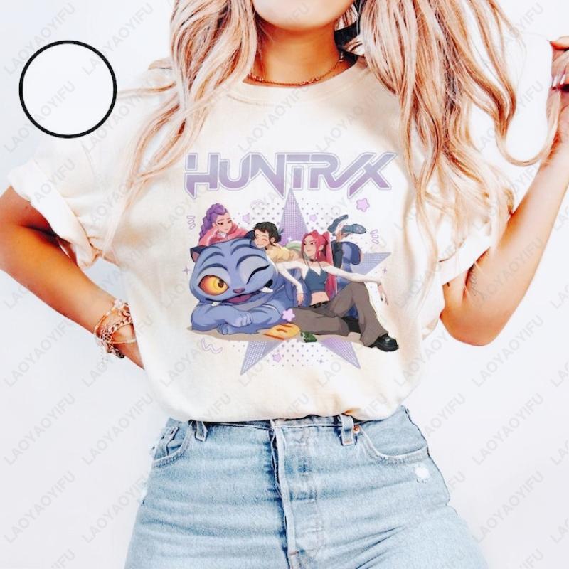 Kpop Huntrix Dämonenjäger Kleidung Mira Rumi Zoey Derpy Tiger T-Shirts Geschenke für Fans Männer Frauen Baumwolle Alles Kombinierbar Camisetas T-Shirt