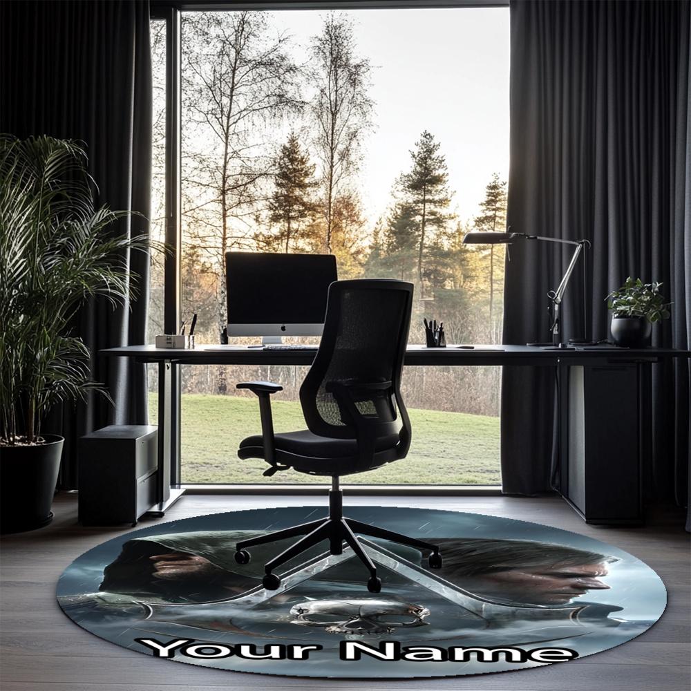 Custom Name Assassin’s Creed Printed Round Rug Carpet Chair Rug Area Rug Entryway Doormats,for Office Chair Living Room Bedroom Kitchen Room.