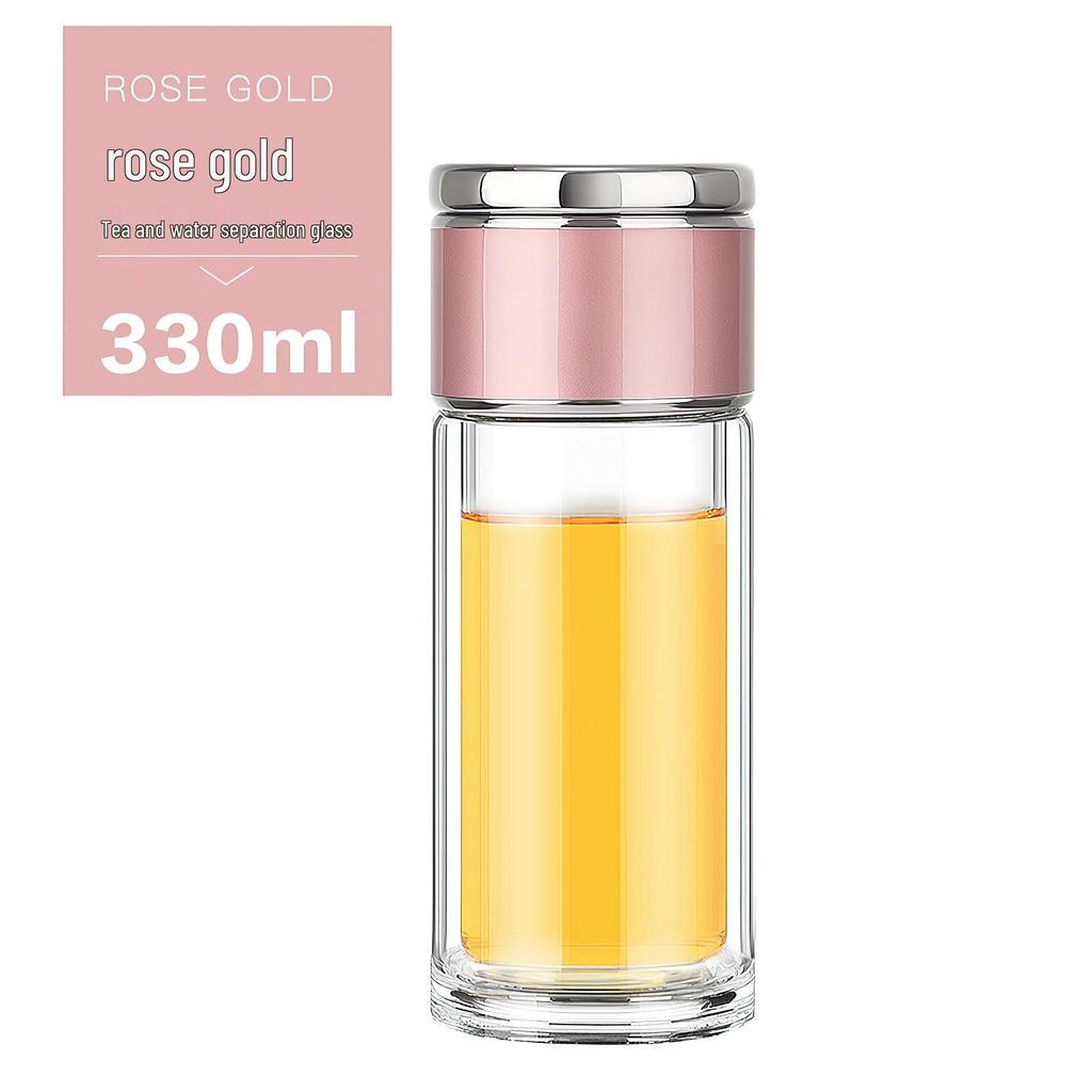 Mini Teacup with Double Layer Insulation and Tea-Water Separation – Portable Travel Glass