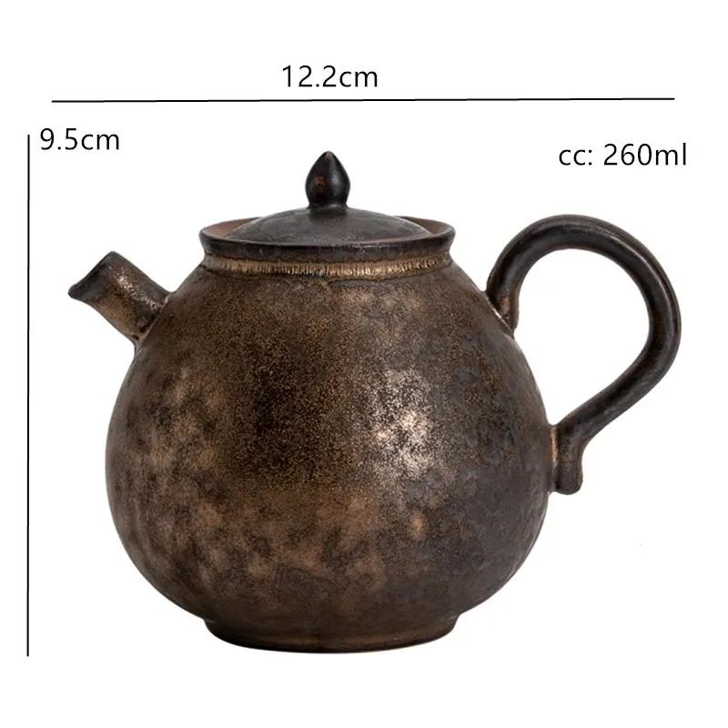 

260ml Japanese Coarse Pottery Teapot Retro Ceramic Beauty Tea Pot Handmade Filter Tea Infuser Chinese Teaware Accessories