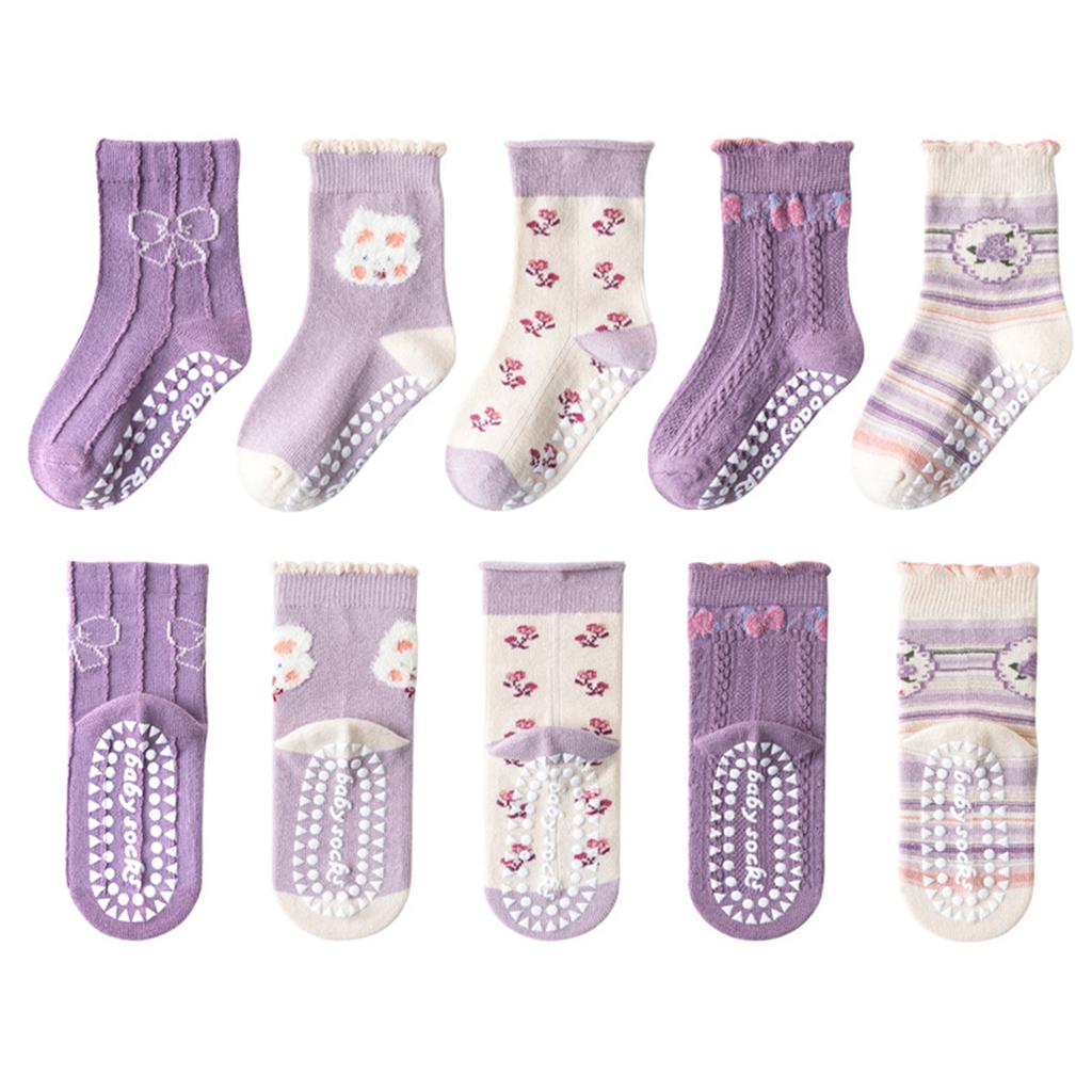 5 Pairs Baby Socks Newborn Baby Boy Girls 0-12 Years Kids Soft Cotton Cartoon Non-slip Floor Socks Children's Socks for Girls