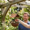 Vintage Bird Bath Feeder Rusty Iron Hanging Bird Feeder Automatic Feeding Station  Courtyard