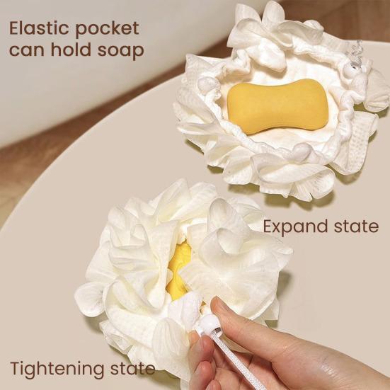 3 szt. Mydło Loofah Kąpielowa Kula z Miękką Ręcznikiem 2 w 1 Żel pod Prysznic Mydło Loofah Szmatka Siateczkowy Design Wygładzająca Skórę Kąpielowa Kula