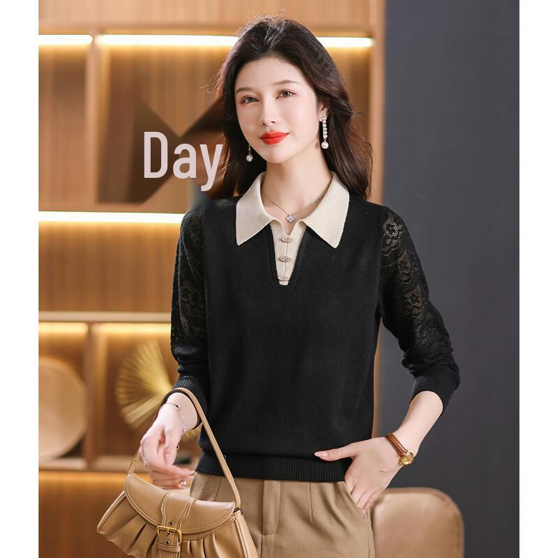 

SNOWFLYING Women s Color-Blocked Collar Knit Sweater M