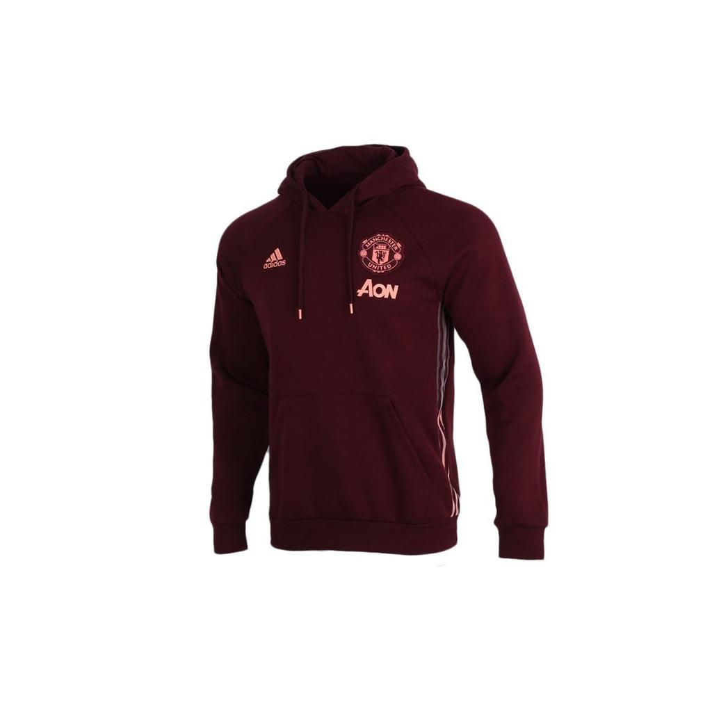 adidas Manchester United Sweatshirts Men's Burgundy Hooded Moderate Regular GK9432
