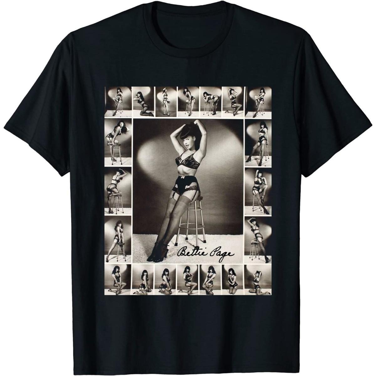 Christmas gift New Popular Bettie Page Signature Black All Size Tee 23D1183 S разноцветный