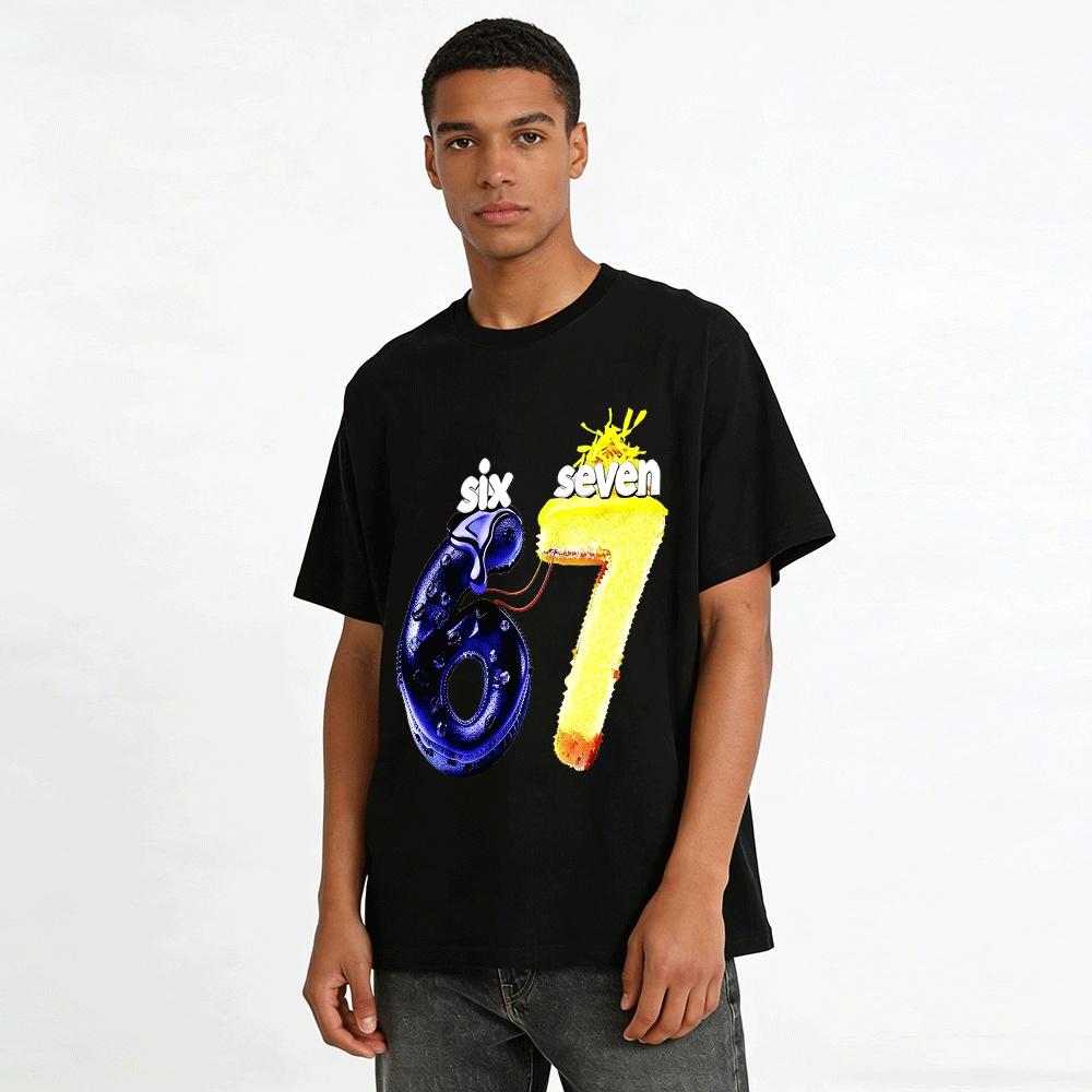 Fun Number 67 Graphic Print Casual Top Pure cotton T-shirt