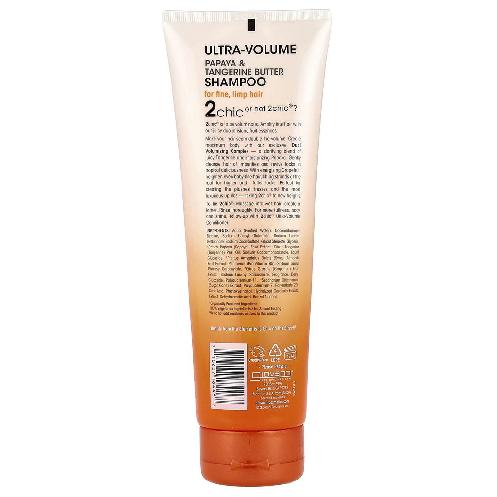 2Chic®, Ultra Volume Shampoo, For Fine, Weak Hair, Papaya + Tangerine Butter, 250 Ml (8.5 Fl Oz)