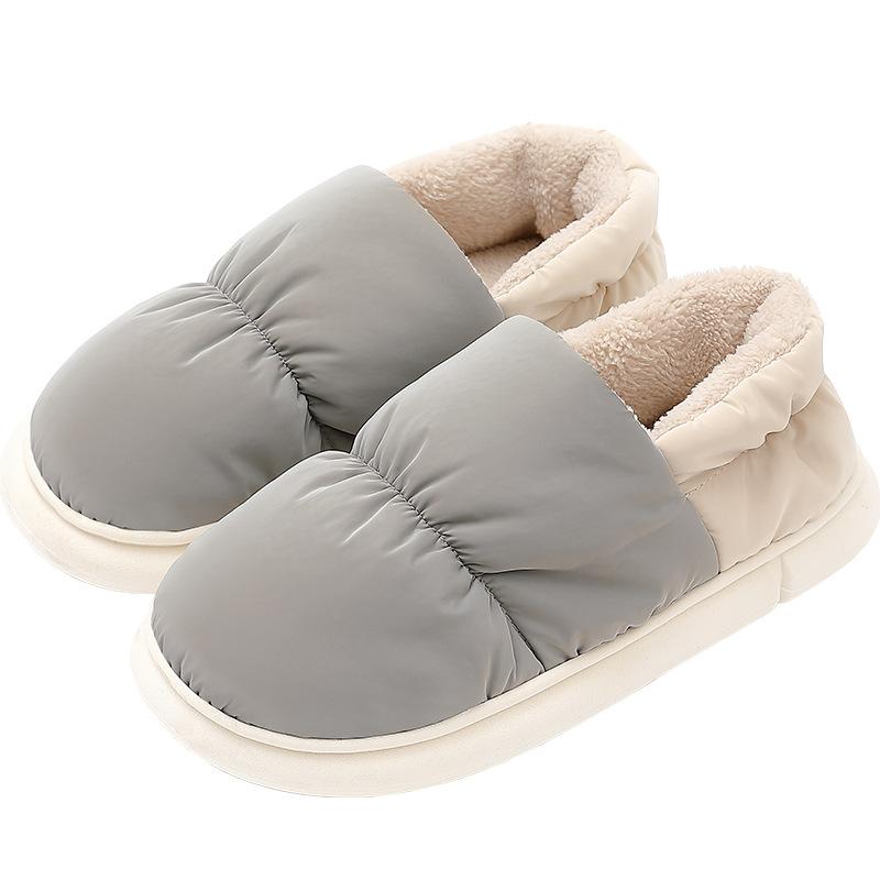 Vanntette hjemmetøfler i bomull, vinterpose og innendørs hjemme tøfler i plysj, varme bomullssko