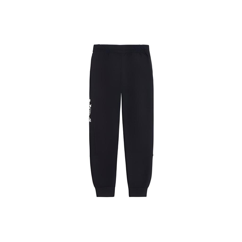 Li Ning Anti-Five Series Letter Print Straight Leg Cuffed Sports Pants Women Pants Black AKLS364-2