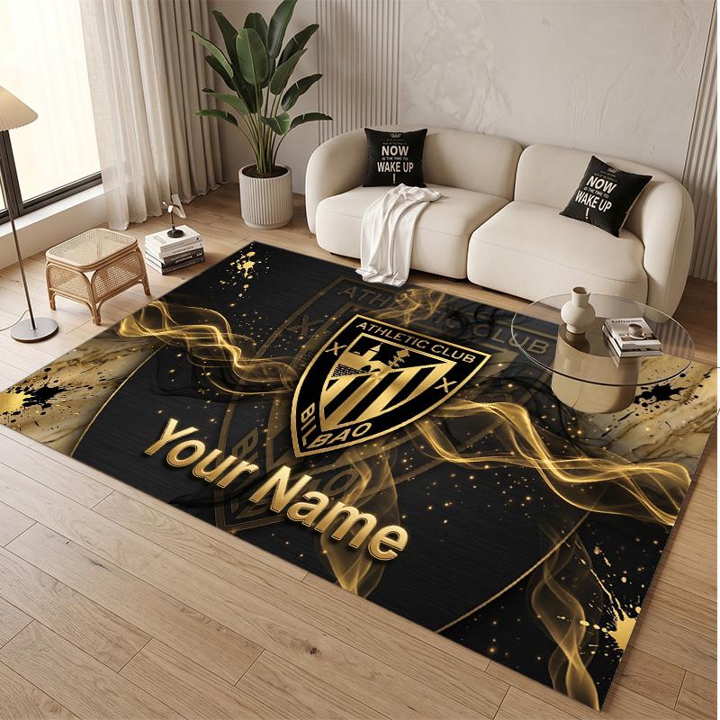 Personalized Crystal Velvet Carpet Athletic Bilbao FC Pattern Non Slip Floor Rug