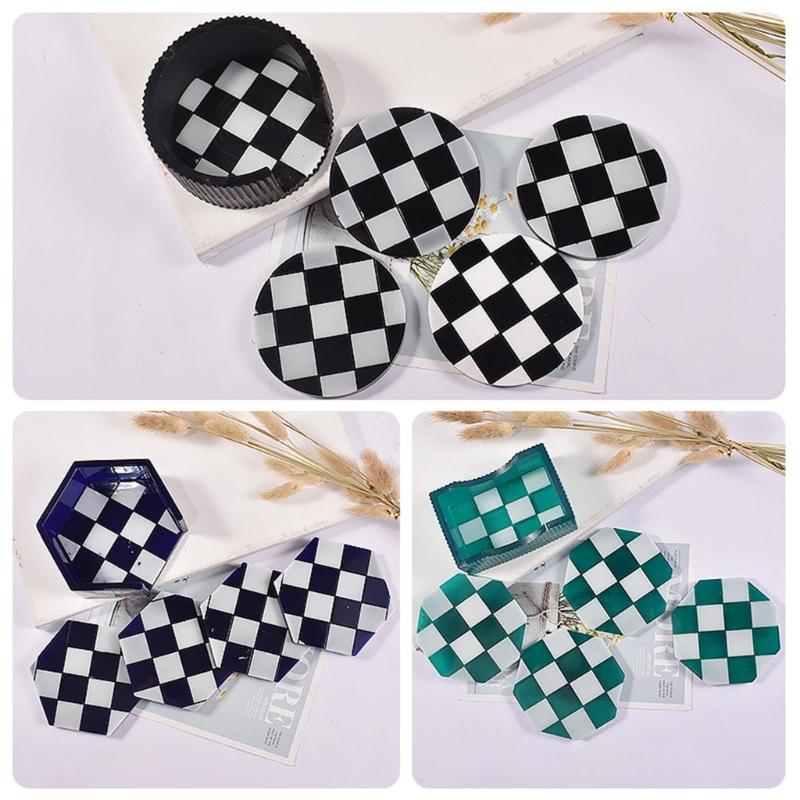 1/5x Coaster Resin Casting Moulds Round Octagon Epoxy Casting Mould Resin Tray Coaster Mould Kit DIY Craft Home Ornament