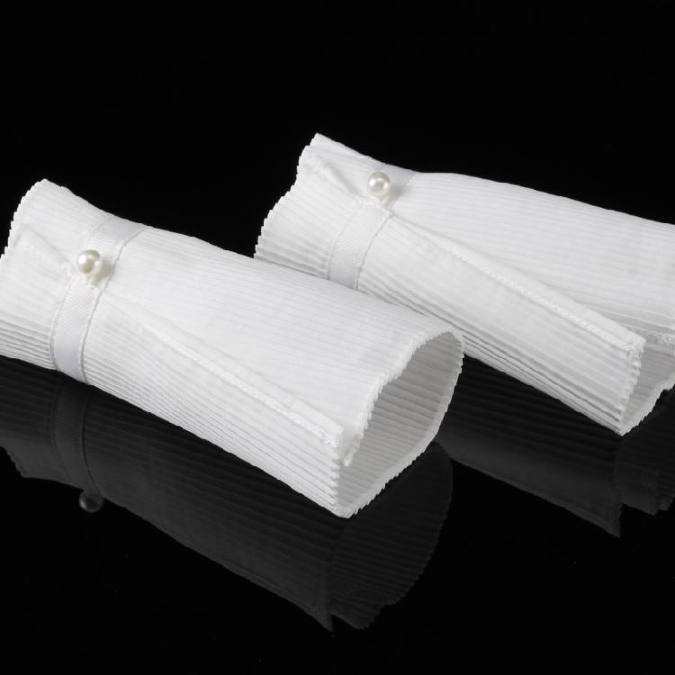 Victorian Ruffled Neck Cuff False Collar and Faux Wrist Cuffs Set for Halloween Costumes and Historical Role Play Event