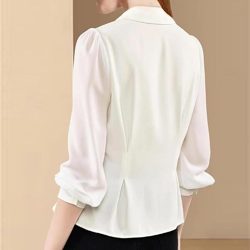 2026 New Autumn and Winter Women's Long-sleeved Shirt Solid Color Fashion Simple Casual Versatile