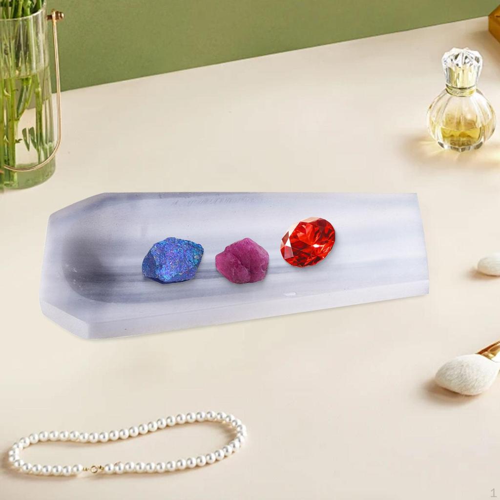 Selenite Crystal Bowl Plate Modern Charging Jewelry Organizer Dish for