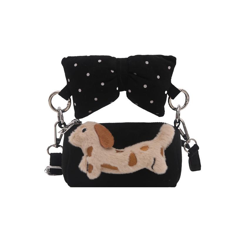 Princess Style Girl Bucket Bag With Bow And Dog Decoration For Kindergarten Daily Use
