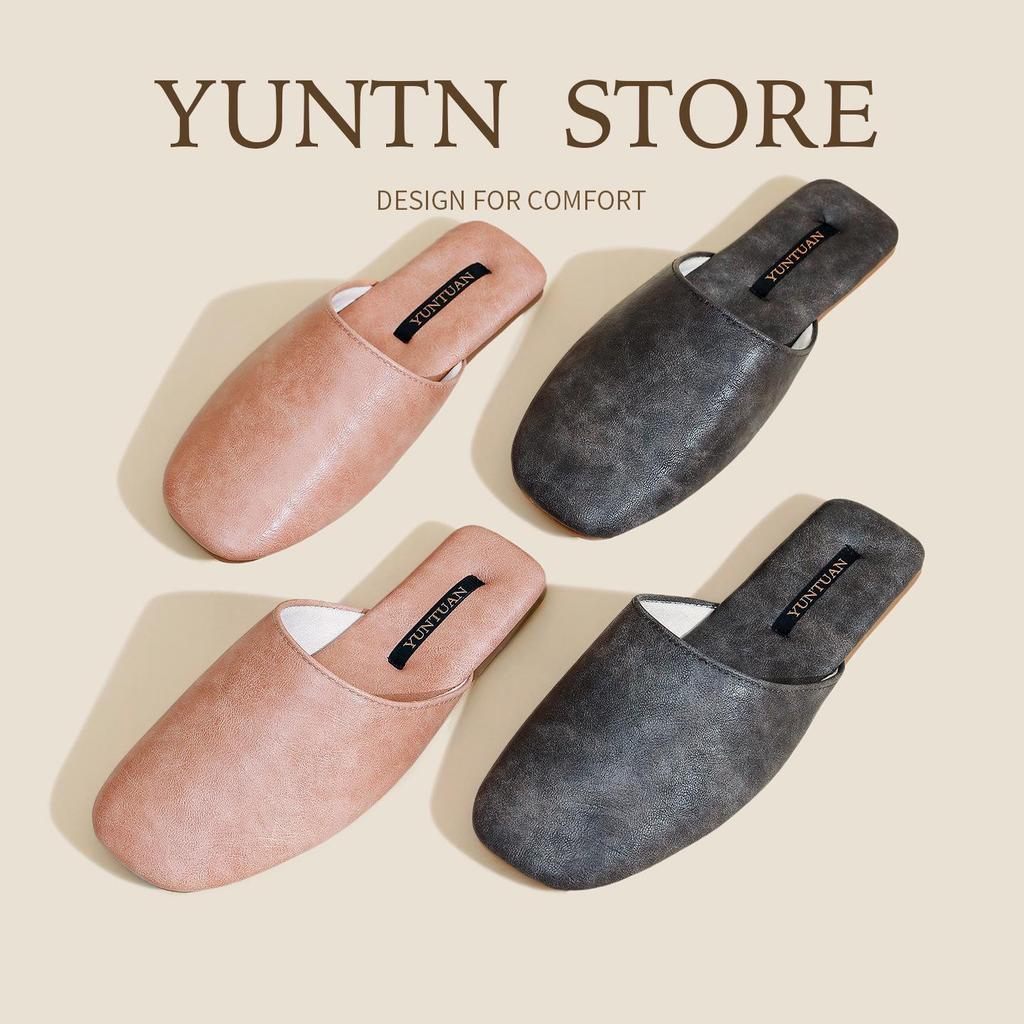 Cloud Group Autumn Minimalist Leather Slippers: Unisex, Non-Slip, All-Season Indoor Shoes