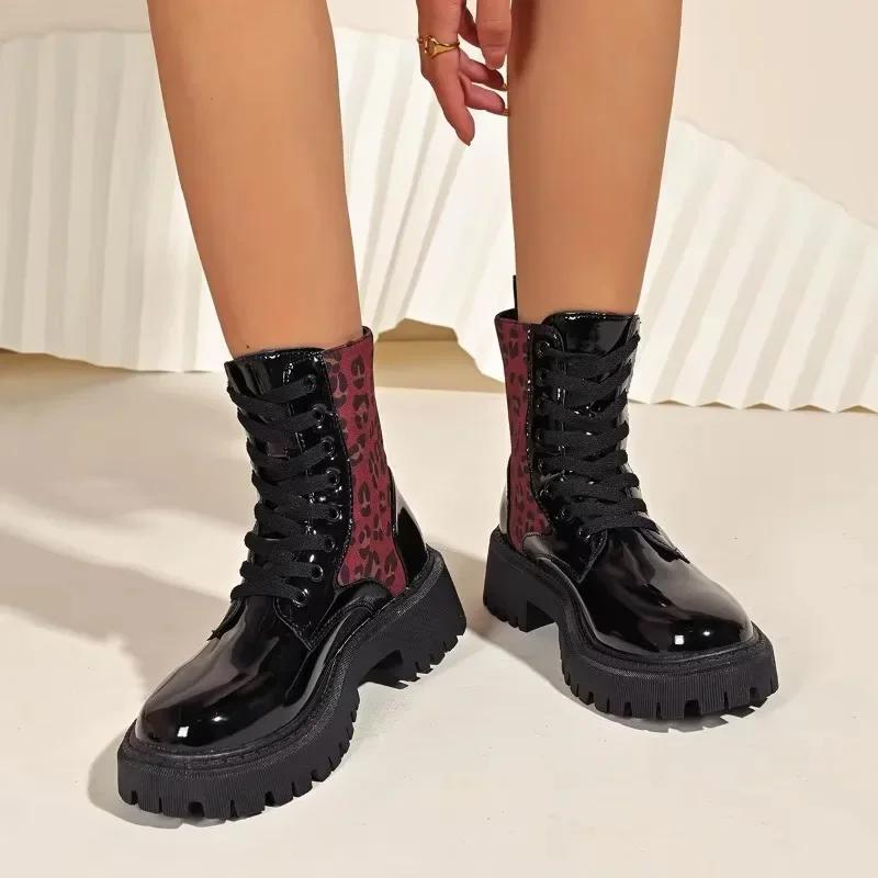 Women Shoes 2026 Winter New Women's Boots Fashion Leopard Print Modern Ankle Boots Trend Plus Size Shoes Botas