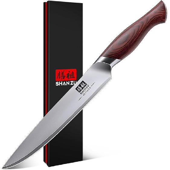 SHAN ZU Chef Knife 8 Inch, High Carbon Japanese 10Cr15Mov Stainless Steel Kitchen Professional Cooking Knife, Ultra Sharp Japanese Knife with