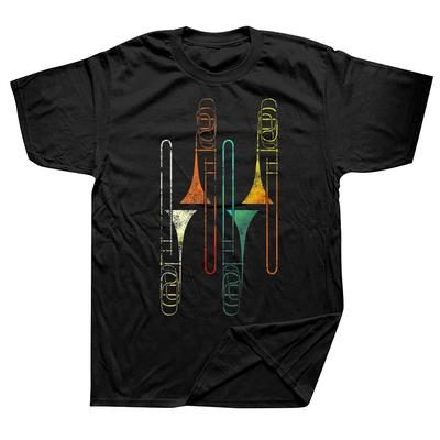Vtipná retro jazzová trička s trombónem, grafická bavlněná streetwearová trička s krátkým rukávem, dárky k narozeninám, letní styl, pánské oblečení