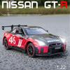 1/24 Scale Nissan GTR Diecast Car Model Toy, Pull Back Toy Vehicle with Sound and Light for Kids Toddler Boys Girls Gift Collection