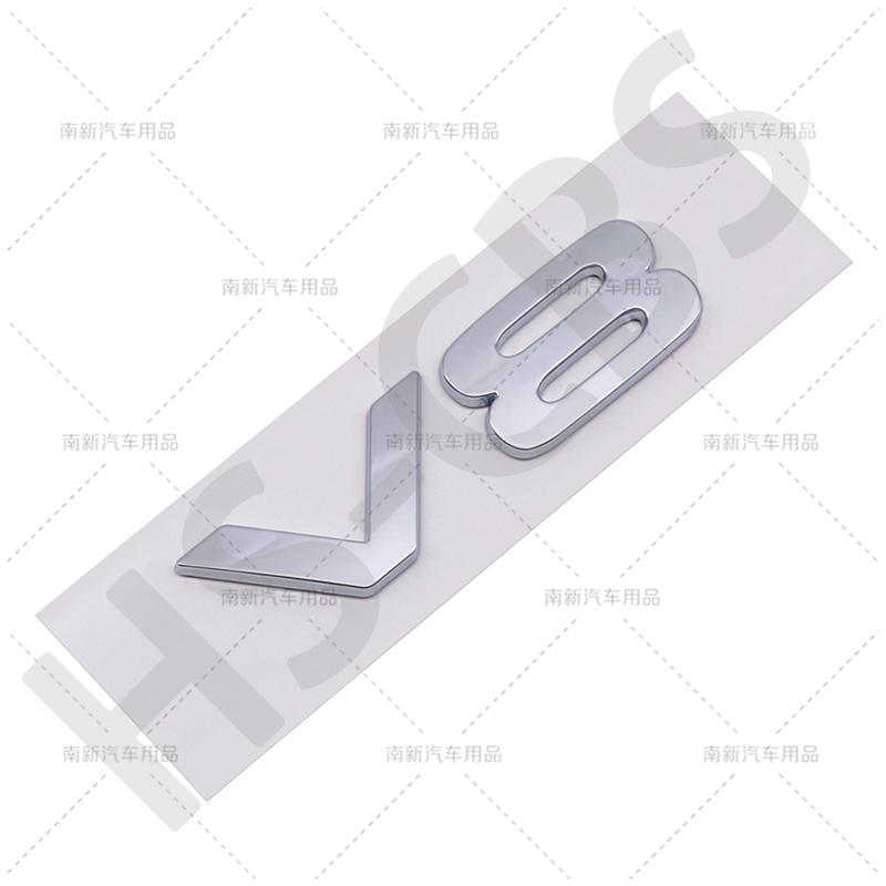 3D ABS Bilmotor Slagvolym Logotyp V8 Bokstav Emblemet Bakluckeemblem Auto Baklucke Dekaler